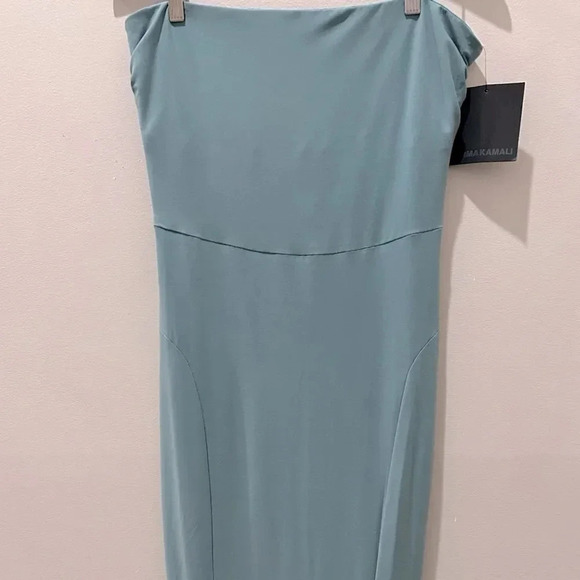 Norma Kamali Strapless Fishtail Midi Dress in Vintage Mint sz L - Picture 5 of 14